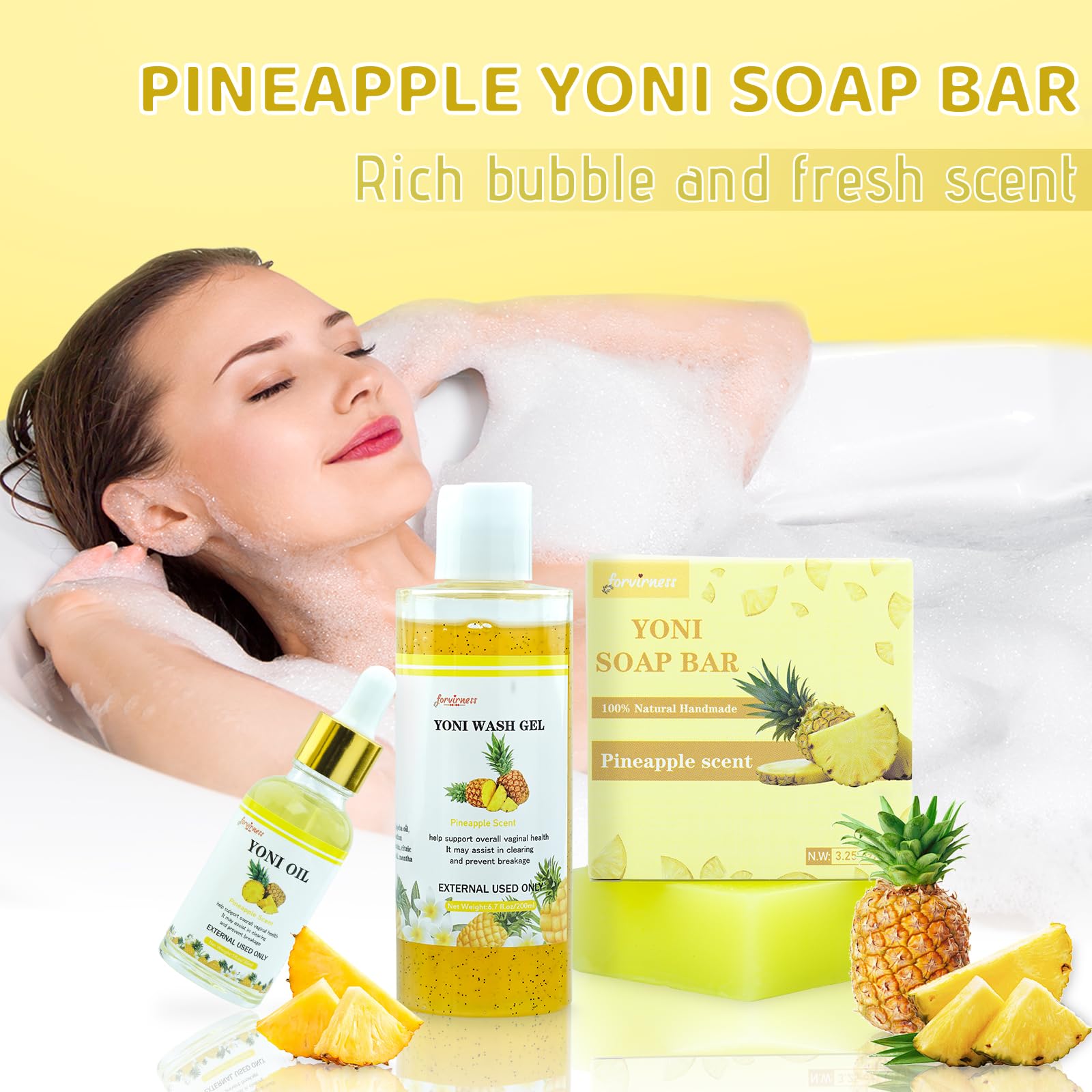 Yoni Wash Yoni Oil Yoni Bar Soap, Women ph Balance, Feminine Wash for Women Remove Odor Moisturizing forvirness