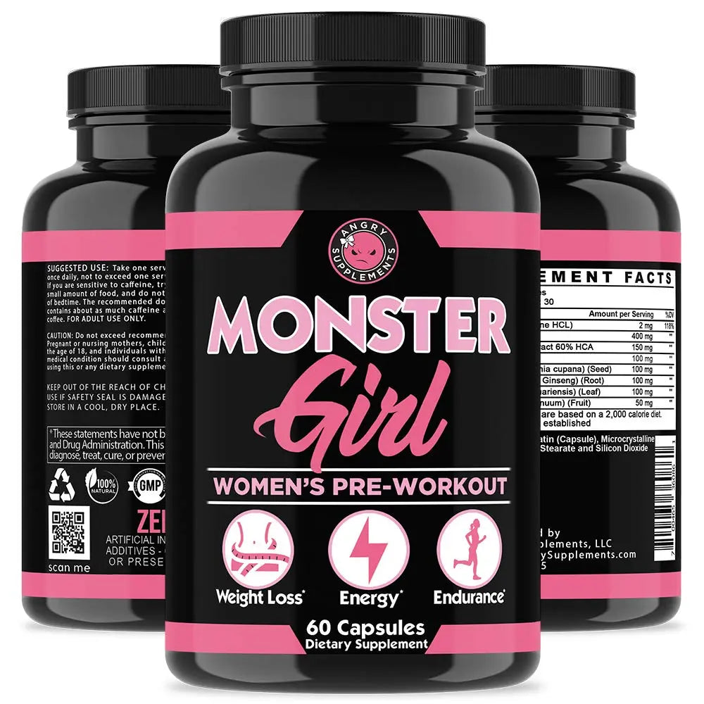 Angry Supplements Monster Girl, Women’s Pre-Workout + Recovery, Apple Cider Vinegar Angry Supplements