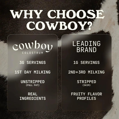 Cowboy - The Exclusive 1st Milking, Whole, Grass Fed Colostrum Supplement for Full Body Health - Sugar Free Bovine Colostrum Powder Packed with Bioactive(Vanilla & Chocolate) Nutrients COWBOY COLOSTRUM buy supplements Au