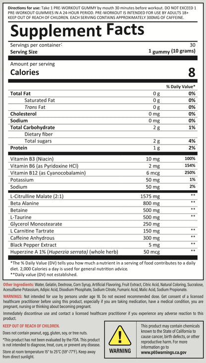 Kodagenix Pre Workout Gummies for Men and Women with Caffeine, L-Citrulline and Beta Kodagenix