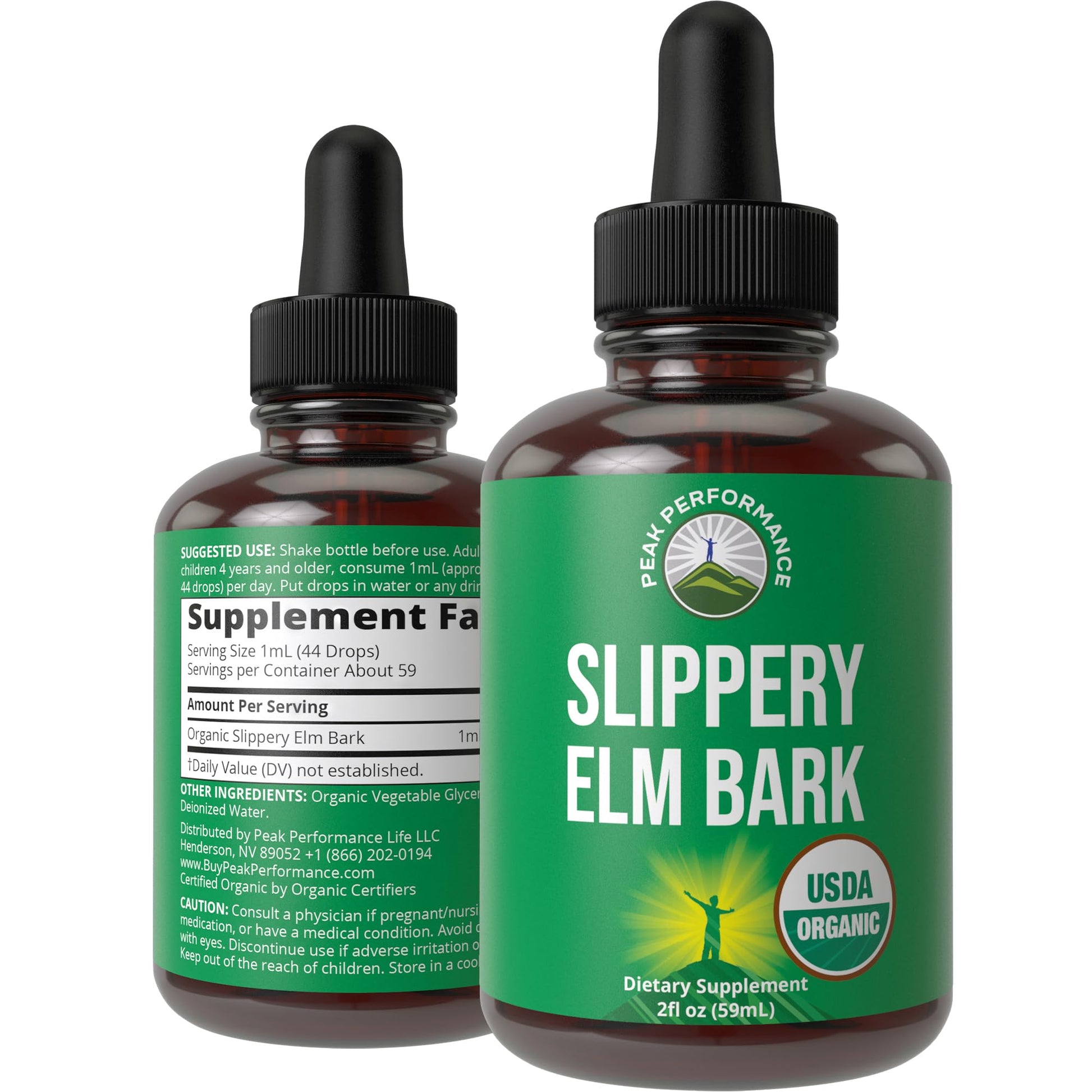 Slippery Elm Bark USDA Organic Vegan Liquid Drops. Extract with High Bioavailability for Women, Men, Kids. for Sore Throat, Irritated Stomach. Zero Sugar, Gluten Free, Tincture Supplement No Capsules Peak PerformanceBuy Supplements Australia