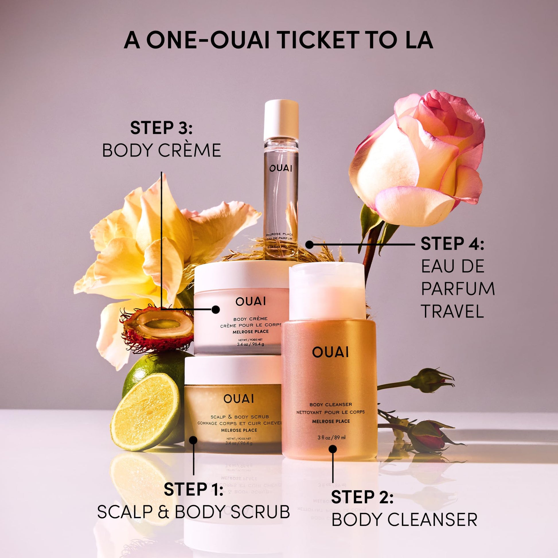 OUAI Scalp & Body Scrub Travel Size, Melrose Place - Exfoliating Body Scrub with Sugar & Coconut Oil Blend for Smooth, Moisturized Skin - Gentle for Removing Product Build Up (3.4 Oz) OUAIBuy Supplements Australia