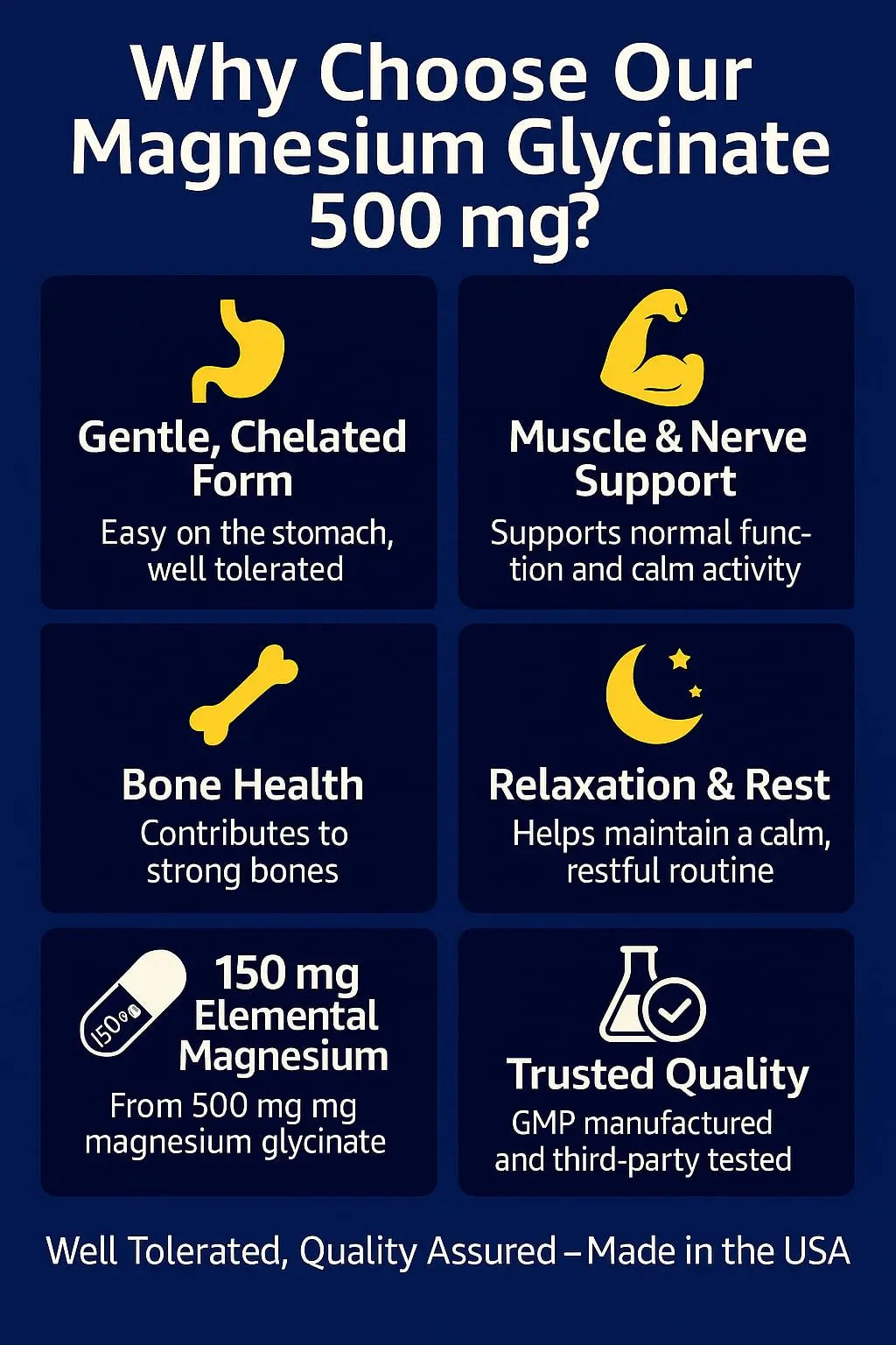 Magno-Humphries Magnesium Glycinate 500 mg - 100 Capsules | Gentle Chelated Form | Muscle, Nerve & Bone Support | Dietary Supplement | GMP Manufactured in The USA Magno-Humphries buy supplements Au
