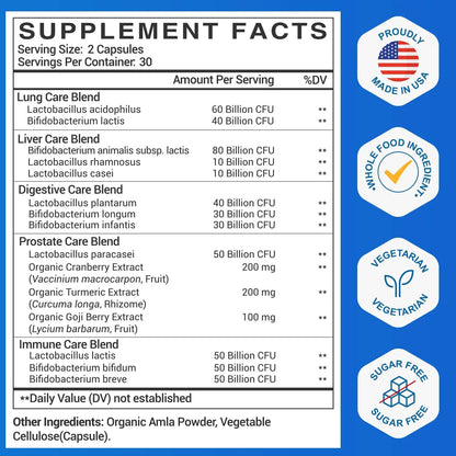 Probiotics for Men, 500 Billion CFU & 12 Mens Probiotic for Digestive Health + 4 Organic Prebiotic Fiber, for Digestive, Gut, Immune Health, Bloating, Gas, Energy Support, Shelf Stable - 120 Capsules CFUKING buy supplements Au