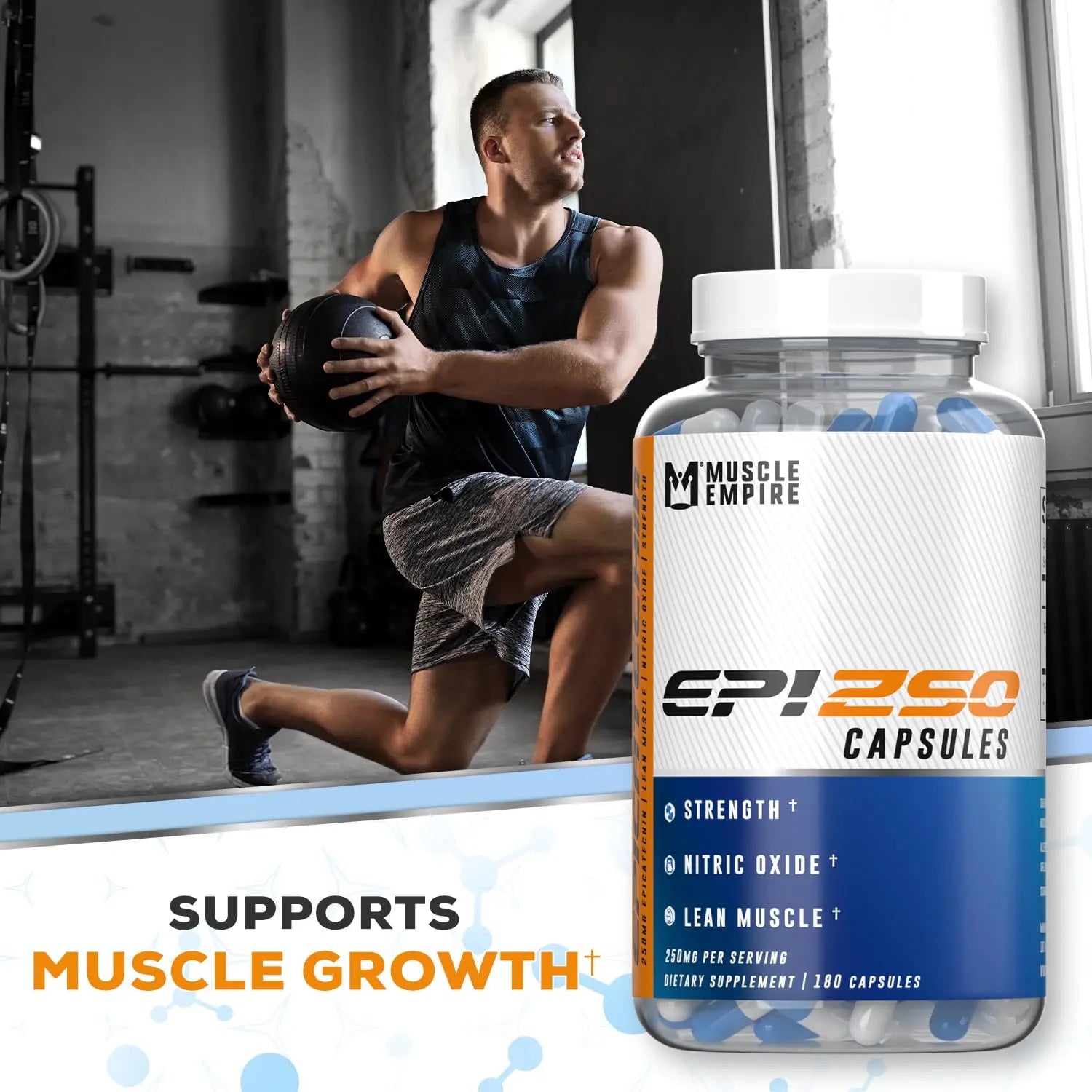 Muscle Empire Epicatechin Extract Capsules | EPI 250mg | 180 Pill Count | Supports Lean Muscle Empire