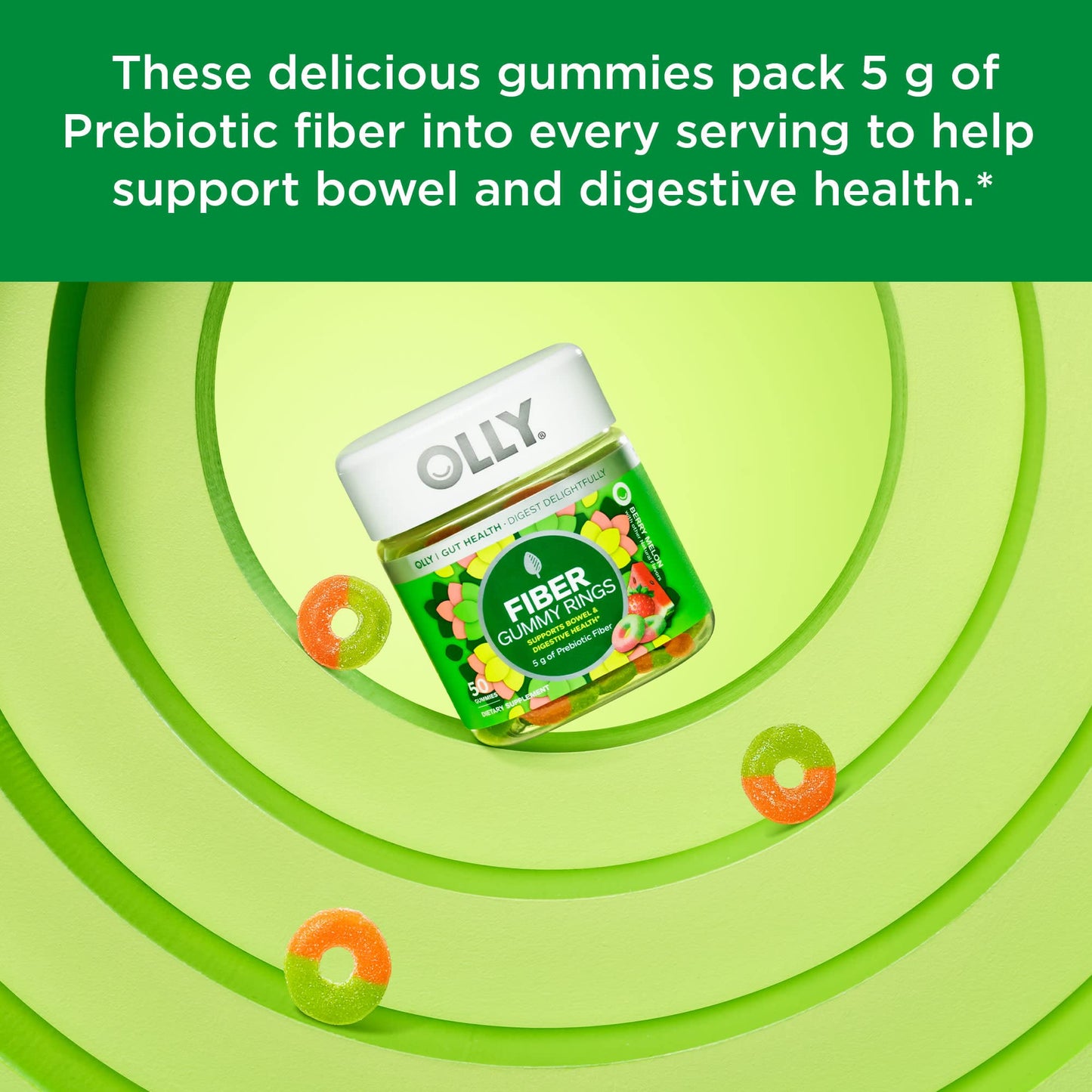 OLLY The Essential Prenatal Gummy Multivitamin, 30 Day Supply (Gummies) & Fiber Gummy Rings OLLY