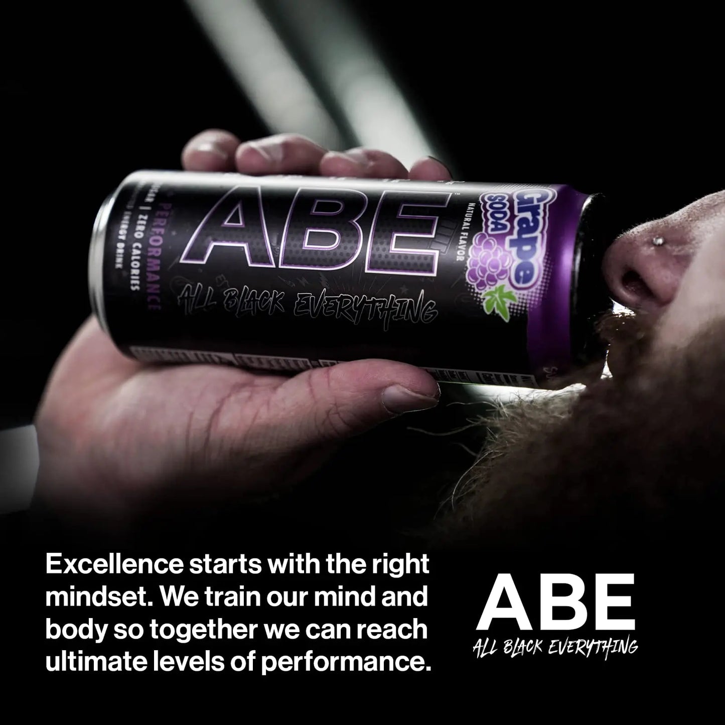 ABE Energy + Performance Sugar Free Energy Drink - All Black Everything Drink ABE all black everything