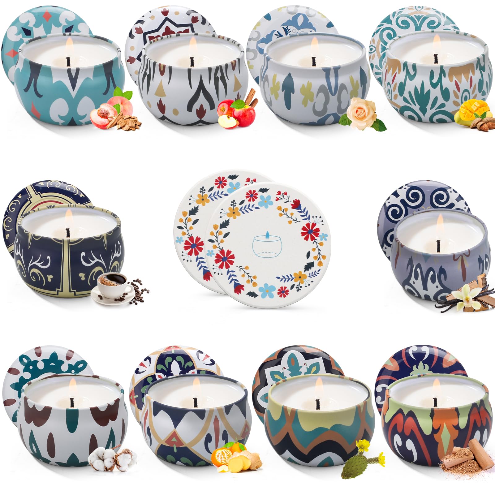 10 Pack Scented Candles Gifts, Aromatherapy Candles for Home Scented with 2 Coasters Yinuo Candle