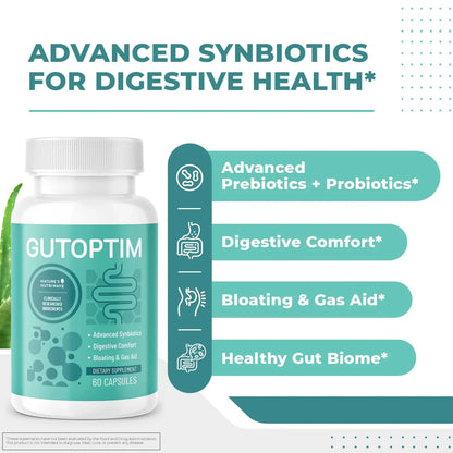 GutOptim Probiotic & Prebiotic Capsules | Pre and Probiotics for Synbiotic Gut Health & Bloating Relief for Women & Men | Enzyme with Probiotics for Digestive Health | Non-GMO, 60 Ct, 3 Month Supply Nature’s NutriWave buy supplements Au