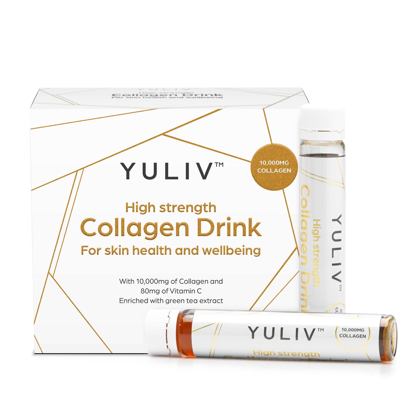Yuliv High-Dosage Hydrolyzed Collagen Drink - Liquid Collagen Peptides (10000 mg) with Vitamin C for Hair, Skin, and Nails Yuliv
