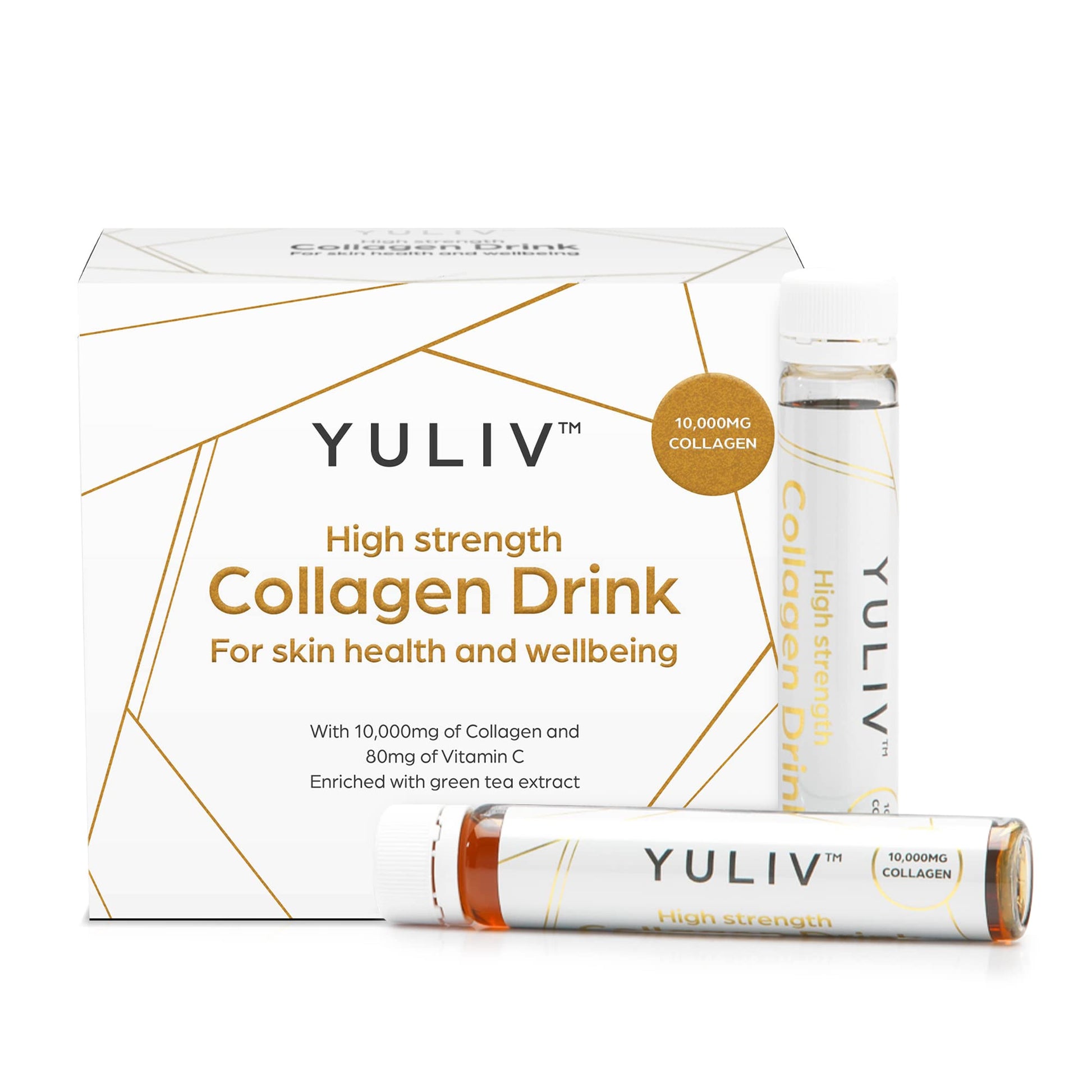 Yuliv High-Dosage Hydrolyzed Collagen Drink - Liquid Collagen Peptides (10000 mg) with Vitamin C for Hair, Skin, and Nails Yuliv