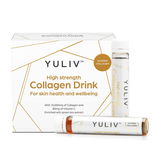 Yuliv High-Dosage Hydrolyzed Collagen Drink - Liquid Collagen Peptides (10000 mg) with Vitamin C for Hair, Skin, and Nails Yuliv