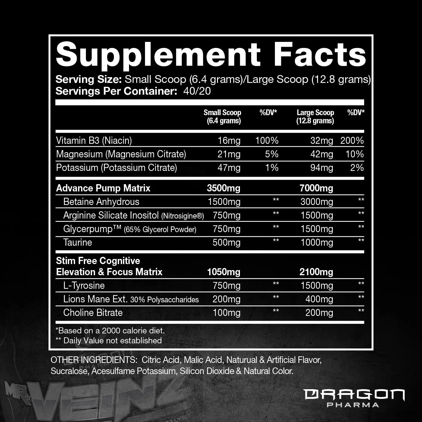 DRAGON PHARMA Mr. Veinz Stim Free Pre-Workout, Extreme Pump & Nootropic Catalyst DRAGON PHARMA