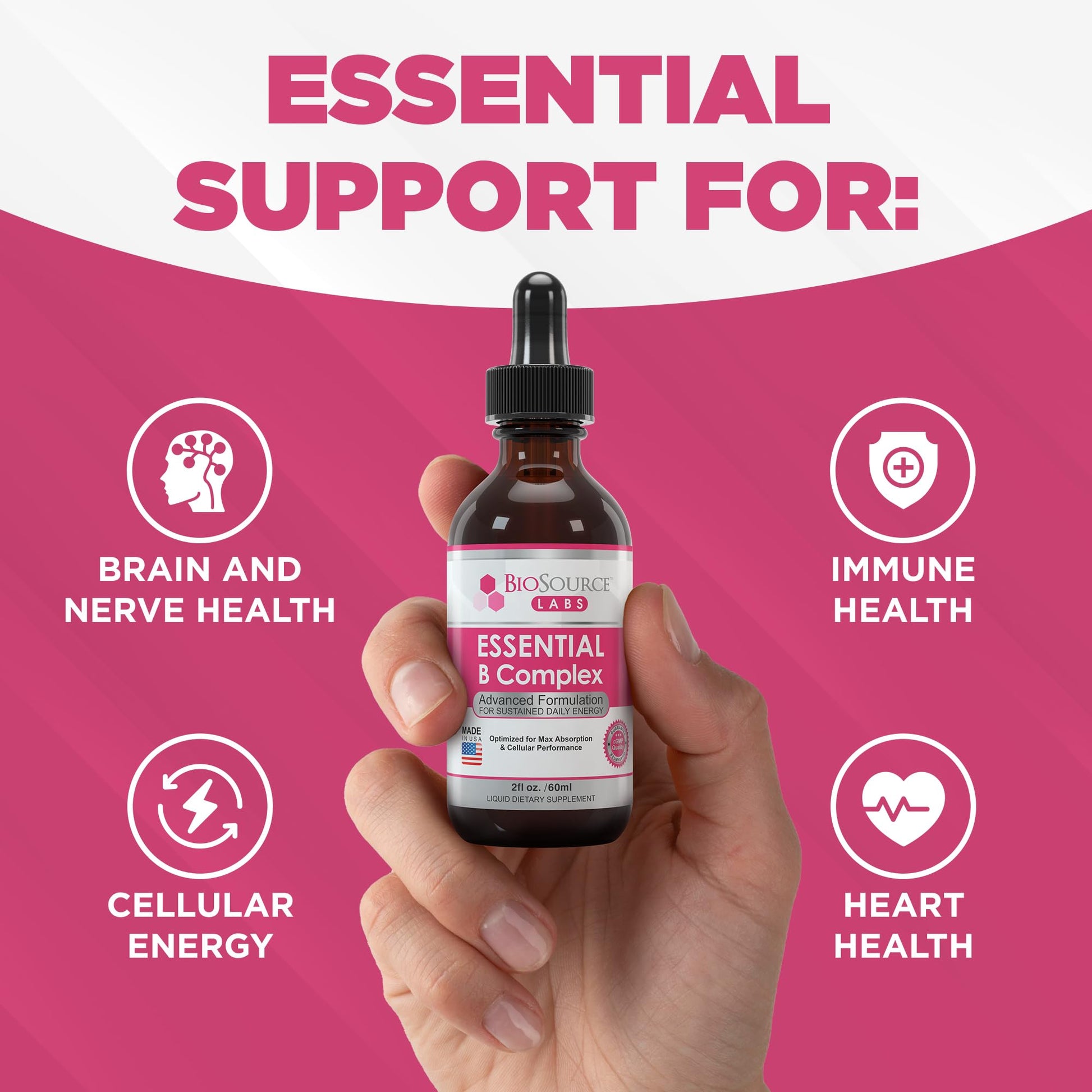 BioSource Labs Essential B Complex - Daily Vegan Vitamin B-Complex Sublingual Liquid BioSource LabsBuy Supplements Australia