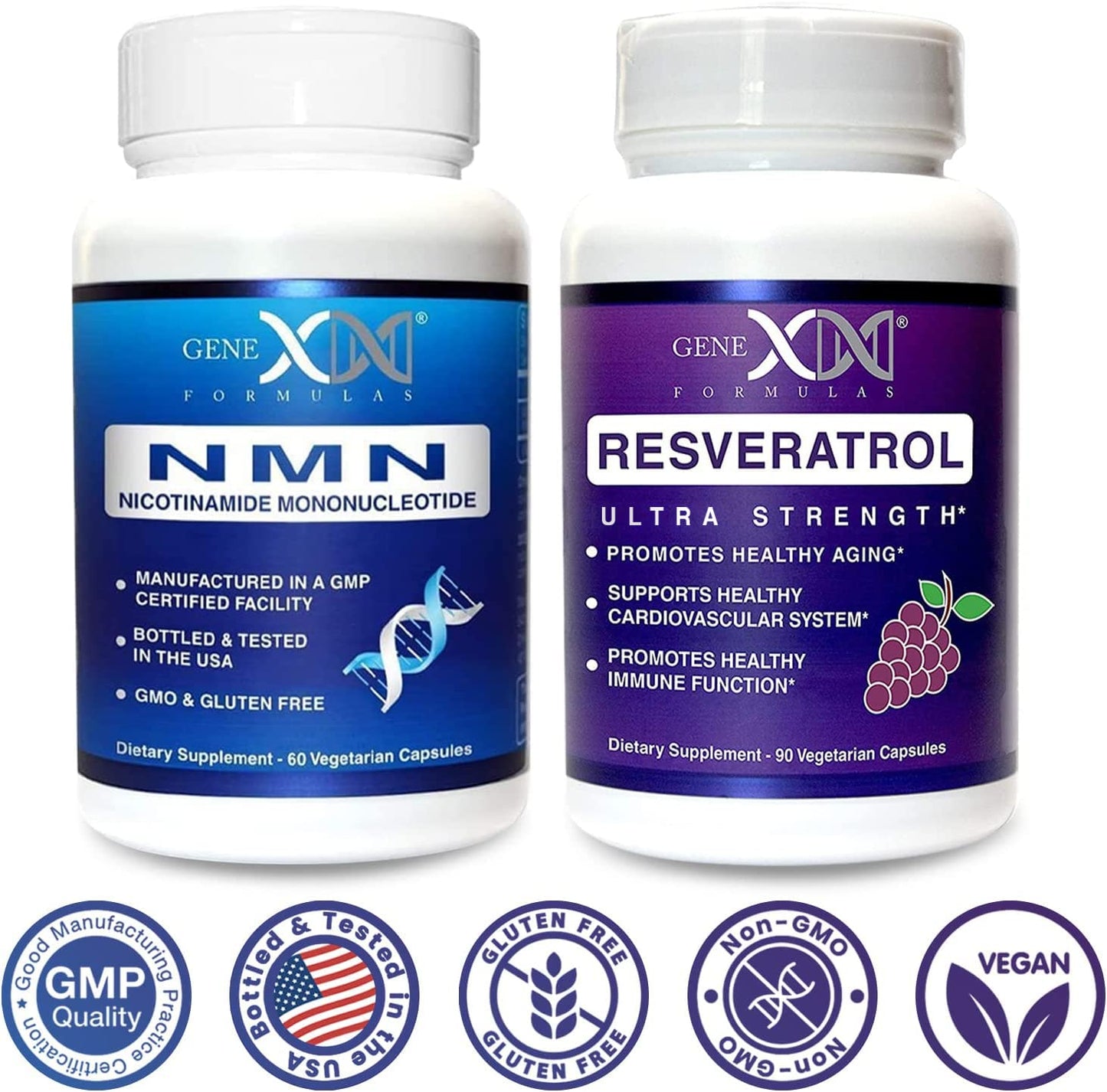 Genex Formulas NMN and Resveratrol Dynamic Duo Supplements | 250mg NAD+ Precursor and Ultra Strength 1500mg Resveratrol w/BioPerine, for Healthy Aging Support Genex FormulasBuy Supplements Australia