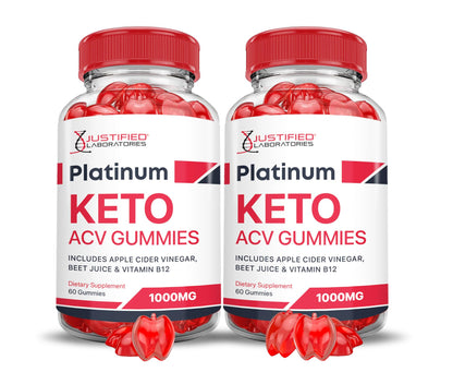 (2 Pack) Platinum Keto ACV Gummies Advanced Formula 1000MG Platinum Keto Gummies Justified Laboratories