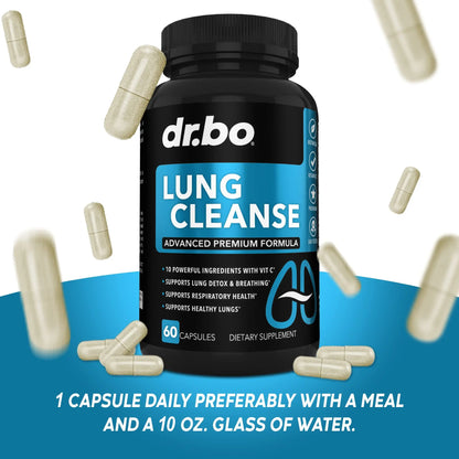 Lung Cleanse Support Supplement - Respiratory Supplements to Quit & Stop Smoking Aids - Herbal Detox for Lungs & Bronchial Health - Smokers Cleanser Breathe Aid for Mucus Clear Relief - 60 Capsules DR. BO buy supplements Au