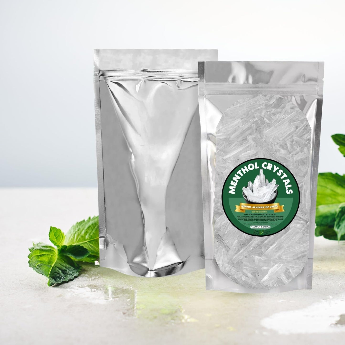 ZAVBE 1LB Menthol Crystal Mentha Arvensis Pure Natural in Resealable Bag USP Food Grade ZAVBE