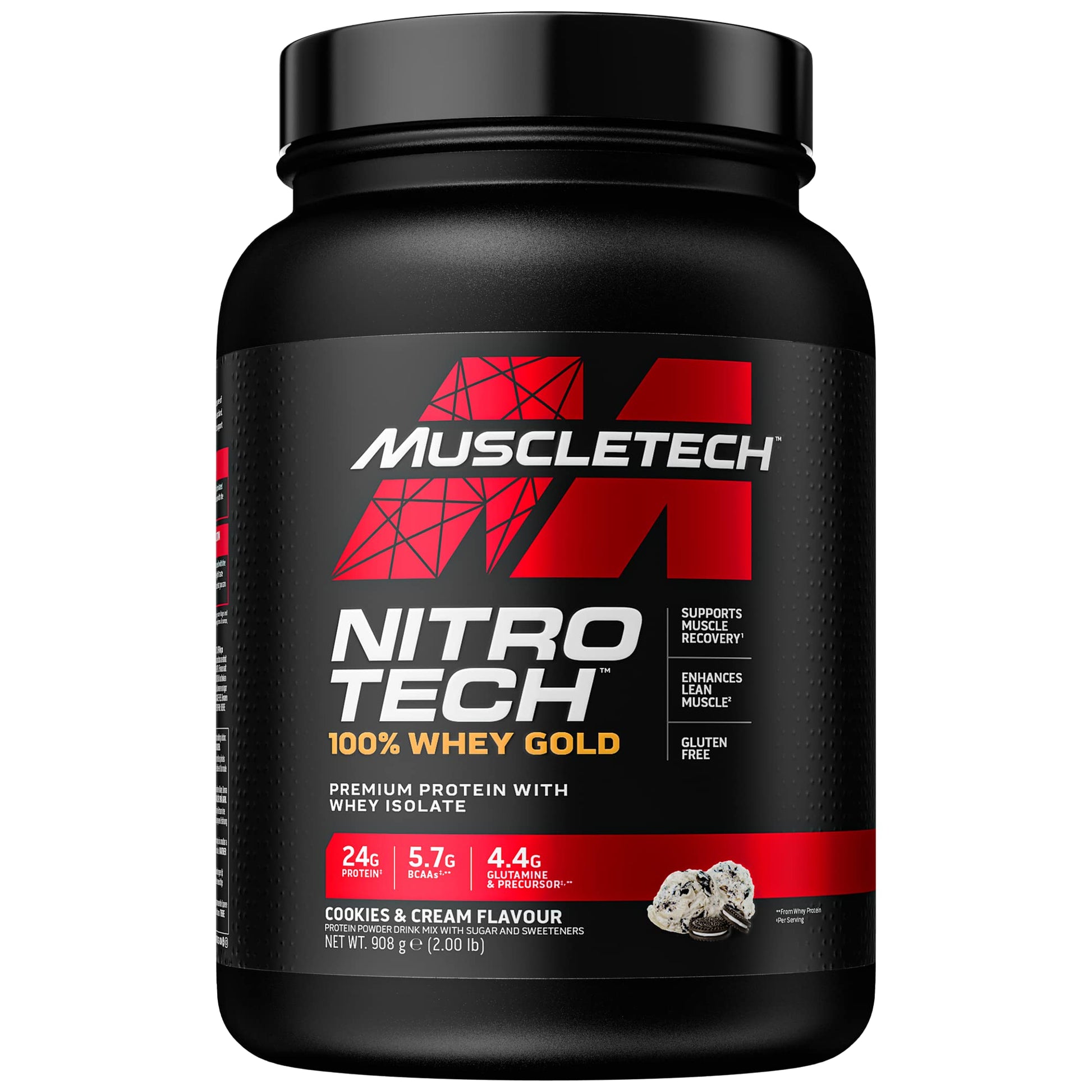 MuscleTech NitroTech 100% Whey Gold Protein Powder, Build Muscle Mass, Whey Isolate Protein Powder Muscletech