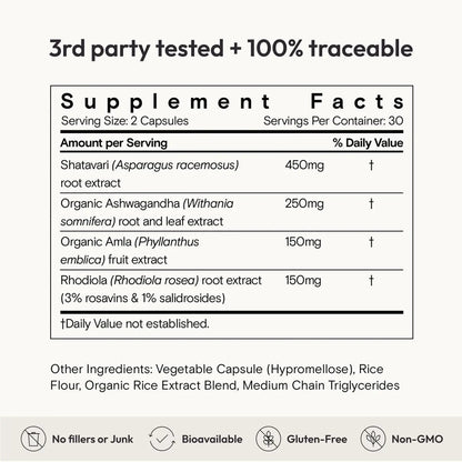 Moon Juice SuperYou Ashwagandha Supplements with Rhodiola, Shatavari & Amla - Cortisol Reducer for Energy, Mood, Focus and Stress Support, Vegan, Non-GMO & 100% Traceable, 60 Capsules, 30 Servings Moon Juice buy supplements Au