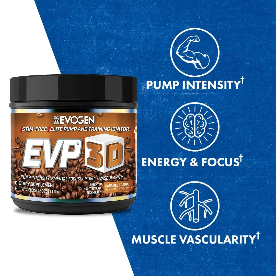 Evogen EVP 3D Caramel Frappe | Xtreme Stimulant Free Pre-Workout Powder, Arginine Nitrate Evogen