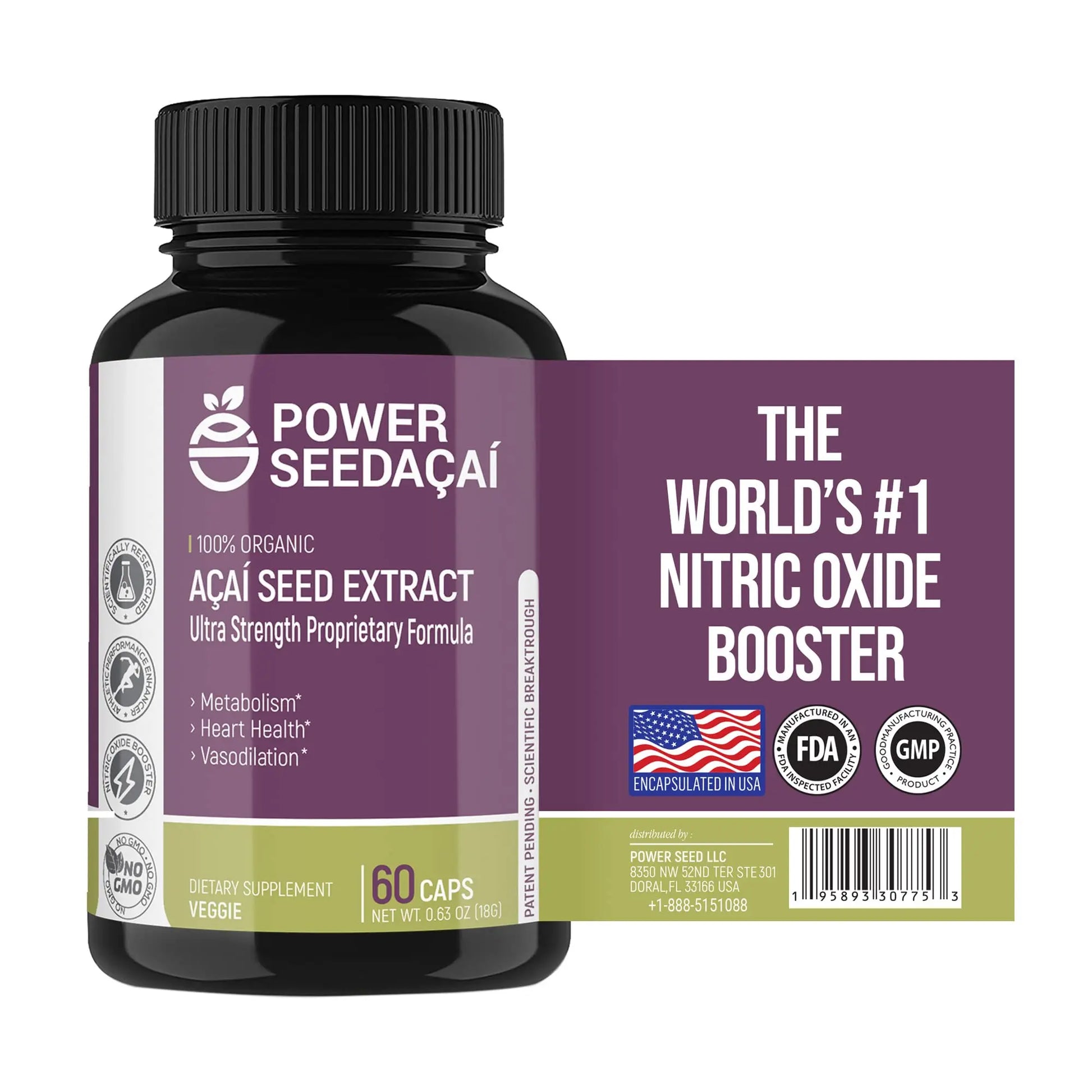 POWER SEEDAÇAÍ New Patented Nitric Oxide Supplement -Increase Blood Flow & Circulatio POWER SEEDAÇAÍ