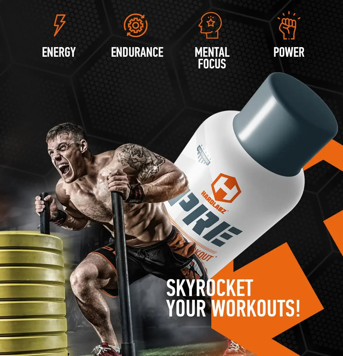 HARDLABZ PRE – Extra Strength Liquid Pre-Workout Energy Shot with Caffeine (250 mg) HARDLABZ