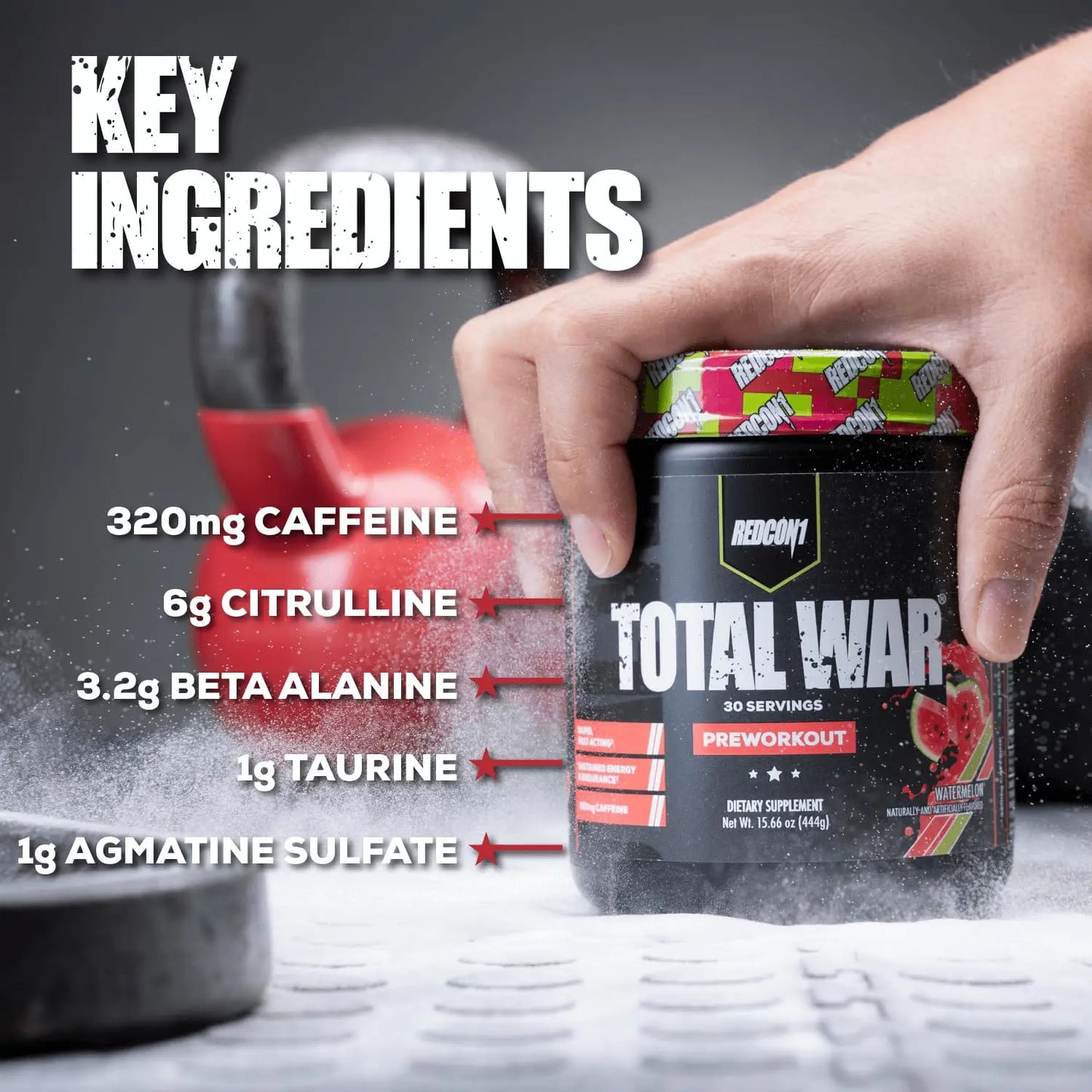 REDCON1 Total War Pre Workout Powder, Kiwi Lime - Beta Alanine + Citrulline Malate Keto REDCON1