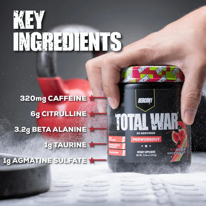 REDCON1 Total War Pre Workout Powder, Kiwi Lime - Beta Alanine + Citrulline Malate Keto REDCON1