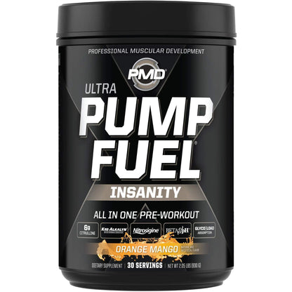 PMD Sports Ultra Pump Fuel Insanity - Pre Workout - Tropical Orange Mango (30 Servings) PMD
