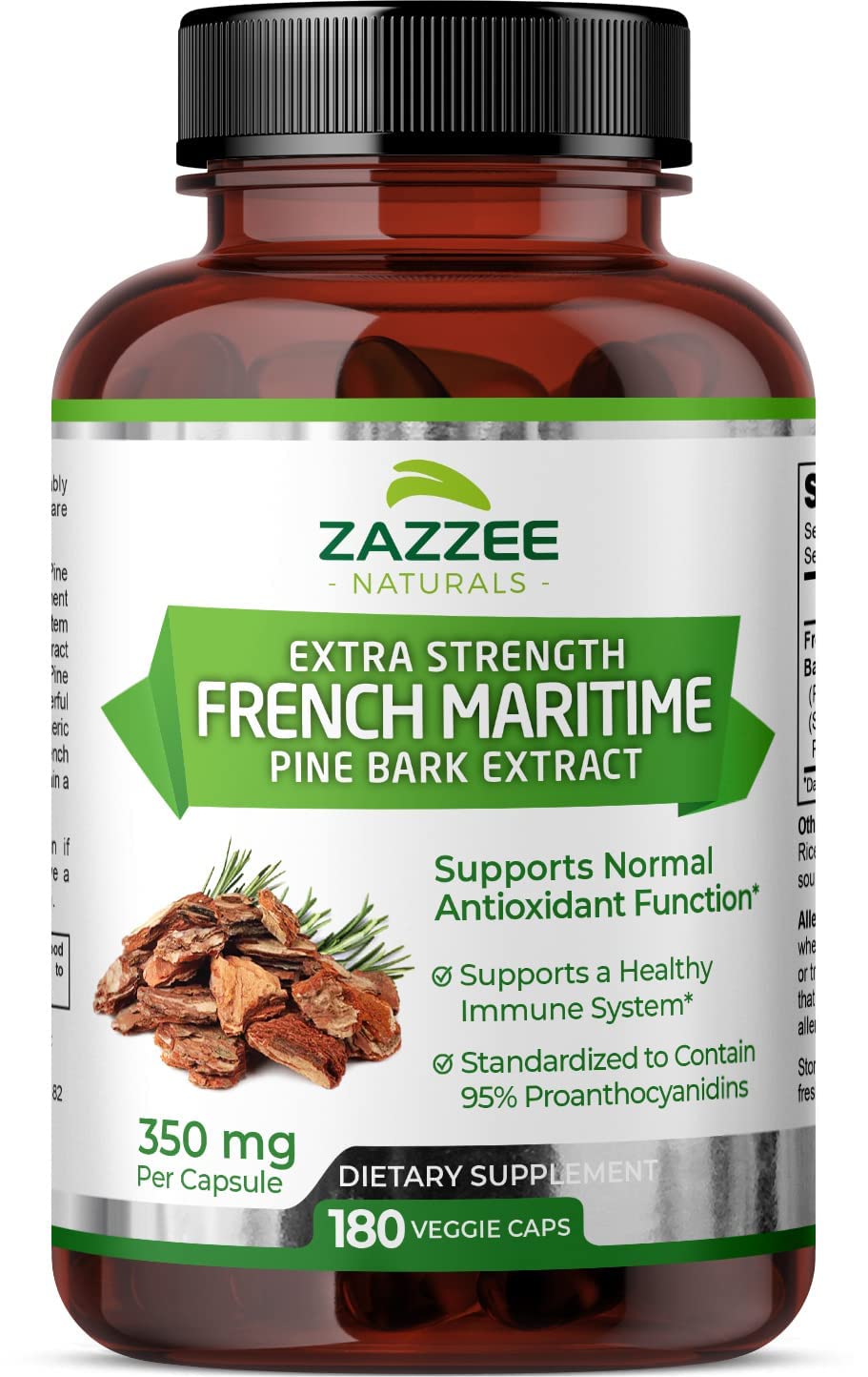 Zazzee Extra Strength French Maritime Pine Bark Extract, 350 mg Per Capsule Zazzee
