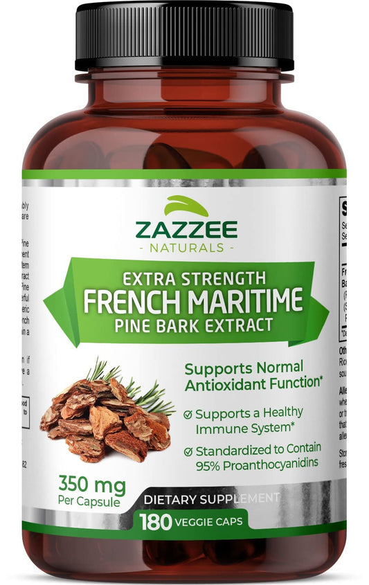 Zazzee Extra Strength French Maritime Pine Bark Extract, 350 mg Per Capsule Zazzee