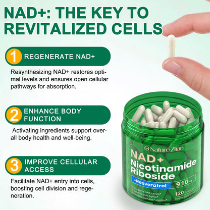 O NATURE . ZIRAN NAD Supplement - NAD+ Nicotinamide Riboside 910 Mg Supplement for Women & Men, Liposomal Nicotinamide Riboside with Resveratrol, for Focus, Boost - 120 Capsules O NATURE . ZIRANBuy Supplements Australia