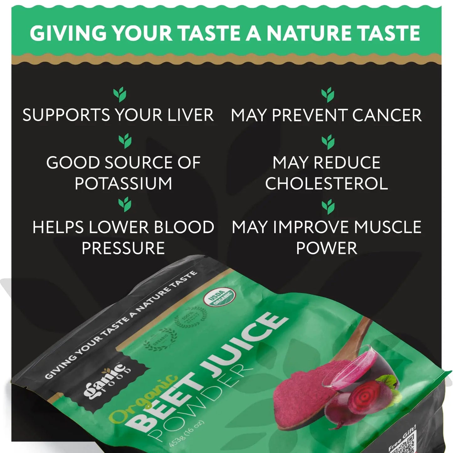 Ganic Food Organic Beet Root Juice Powder, 16 Ounces Ganic Food