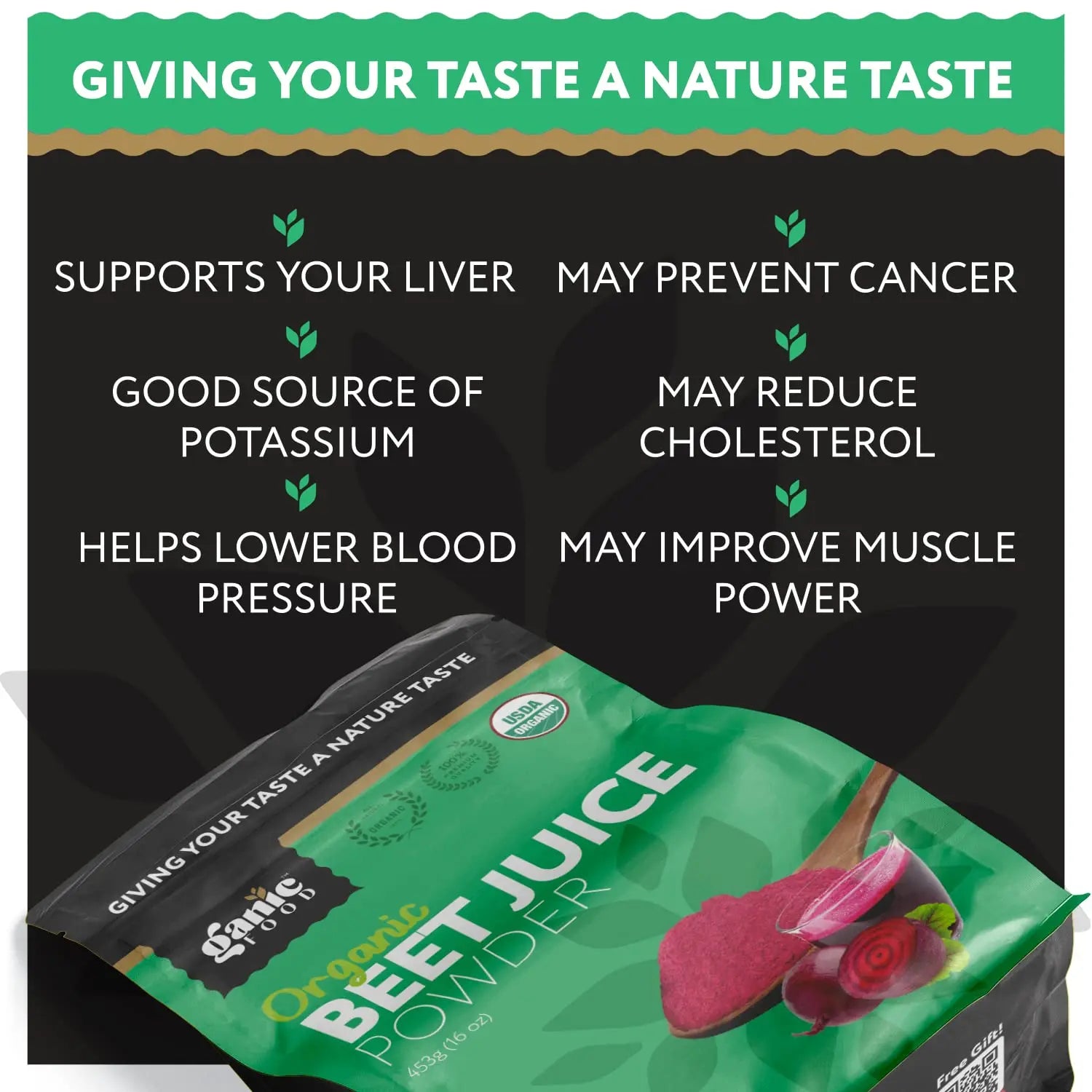 Ganic Food Organic Beet Root Juice Powder, 16 Ounces Ganic Food