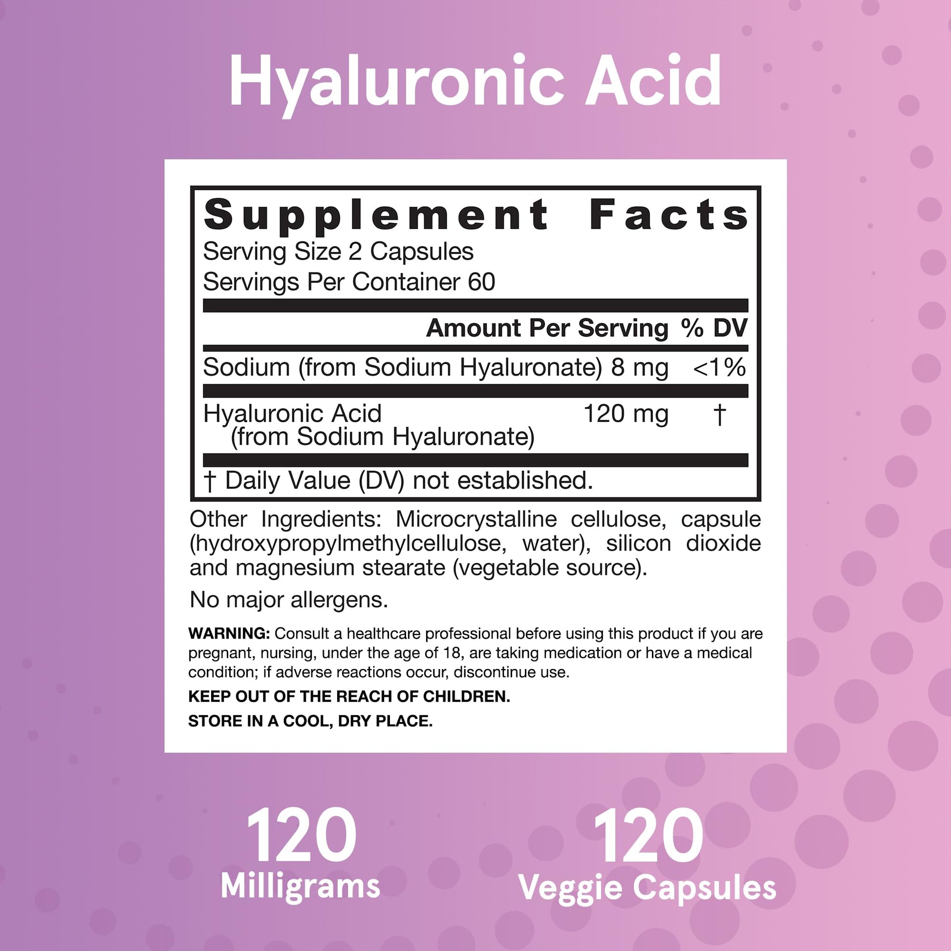 Jarrow Formulas® Hyaluronic Acid 120 mg, Dietary Supplement, Skin Health Support, 120 Veggie Capsules, Up to 60 Day Supply Jarrow FormulasBuy Supplements Australia