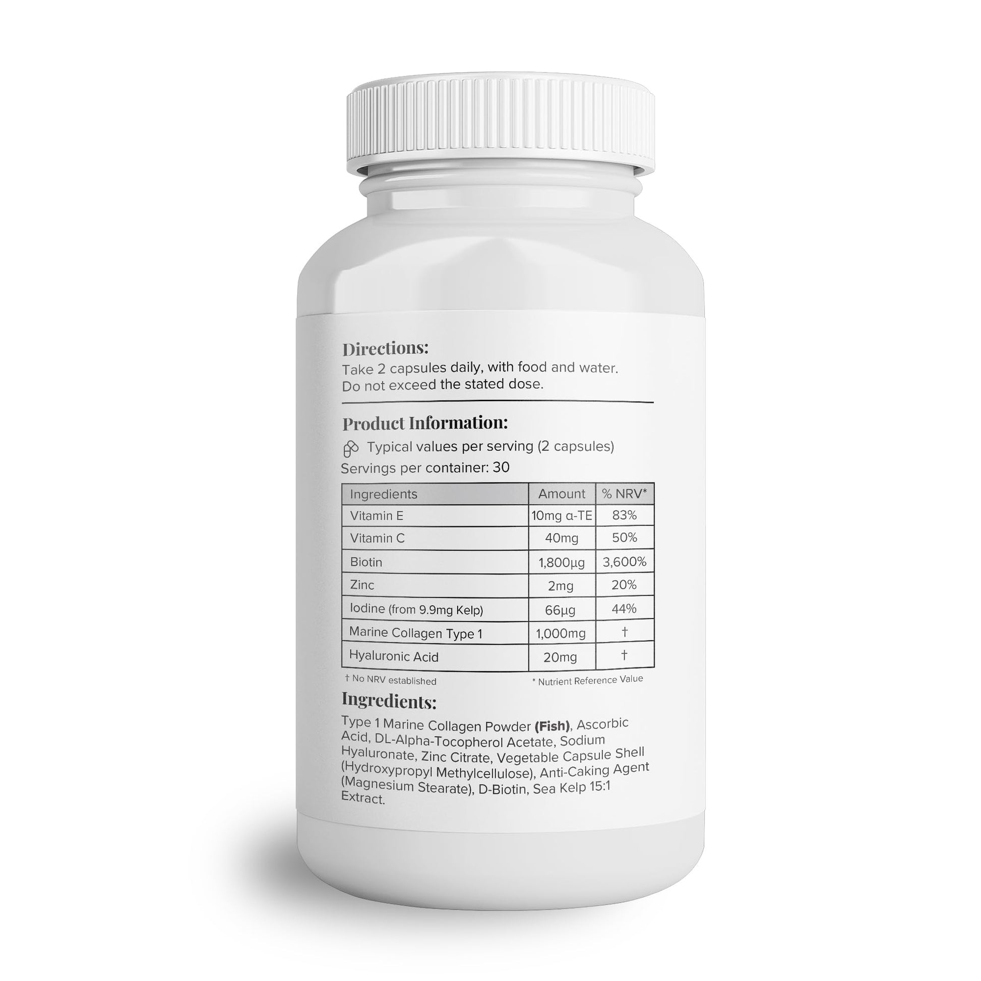 Hey Nutrition Collagen Complex Hyaluronic Acid & Sea Kelp Vitamin E, C, Biotin Hey NutritionBuy Supplements Australia