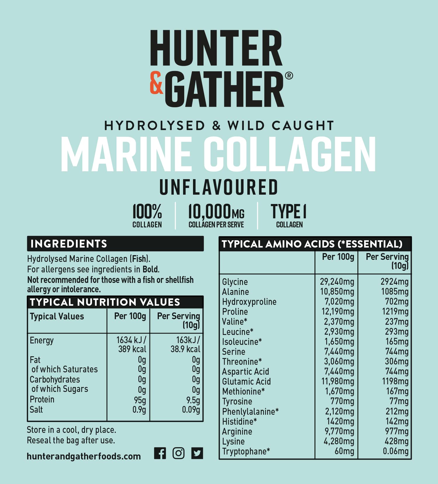 Hunter & Gather Marine Collagen Powder 300g | Pure Unflavoured Premium Hydrolysed Wild Caught Marine Collagen Hunter & GatherBuy Supplements Australia