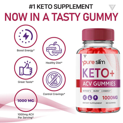 (5 Pack) Pure Slim Keto ACV Gummies, Pure Slim Keto ACV Gummies Advanced Weight Loss Fyvus