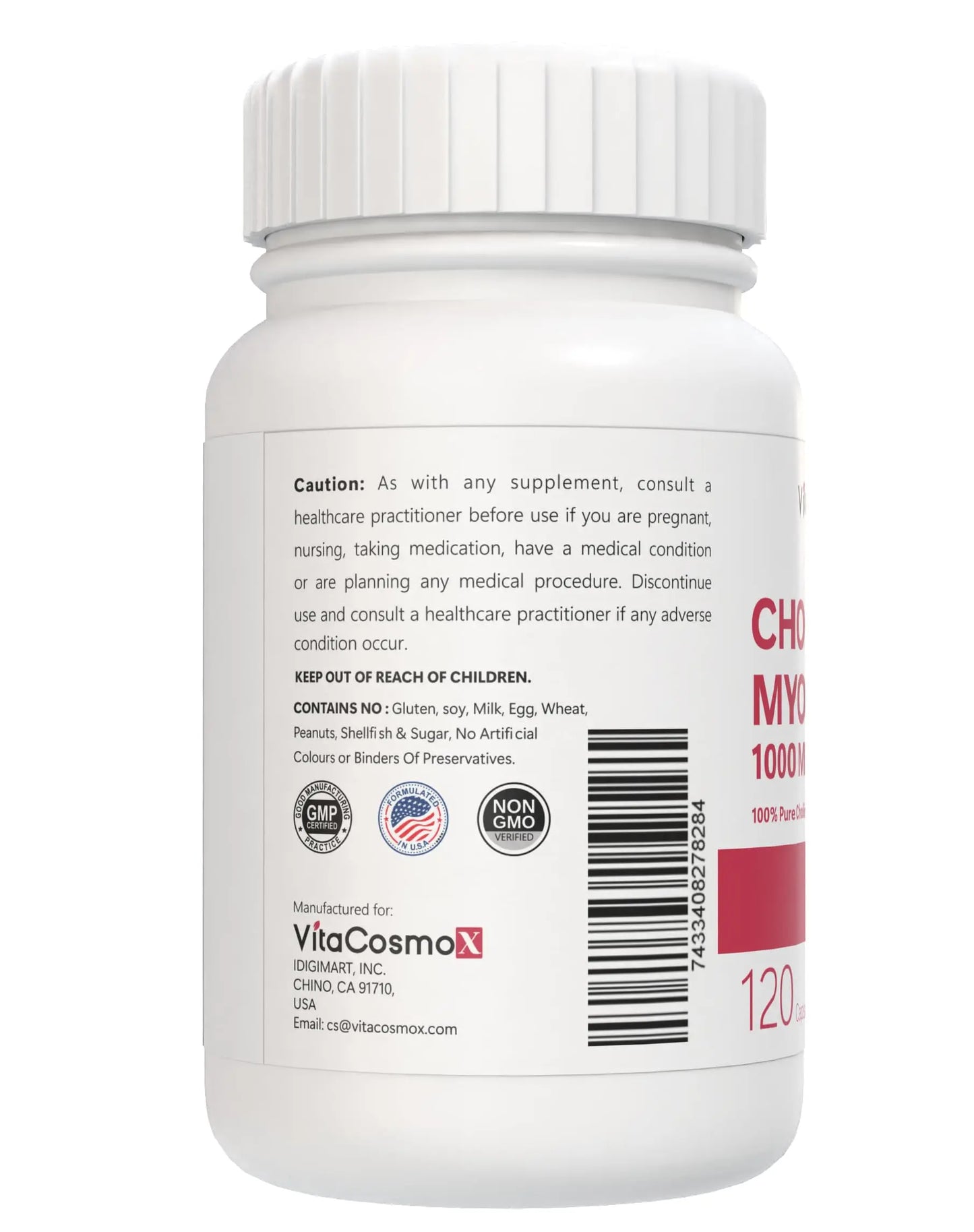 VitaCosmoX Choline and Myo-Inositol Supplement, 1000 mg Each, 120 Veggie Capsules 100% Vegetarian, Non-GMO & Gluten Free VitaCosmoX buy supplements Au