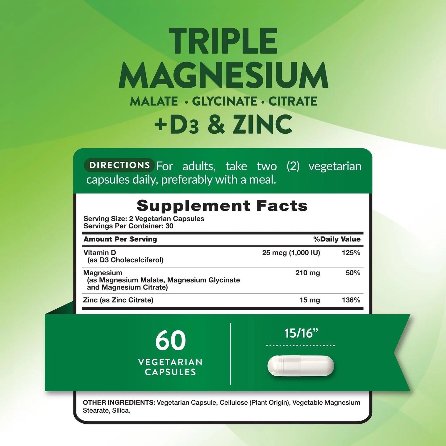 Nature's Truth Triple Magnesium Complex Supplement | 60 Capsules | Glycinate, Citrate & Malate | with D3 & Zinc | Vegetarian, Non-GMO, & Gluten Free Nature's Truth buy supplements Au