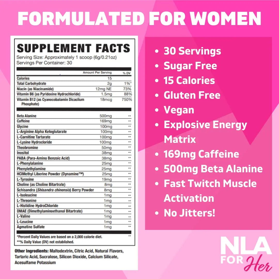 Uplift Pre-Workout for Women (30 Servings) -Raspberry Lemonade-Provides Clean NLA for Her