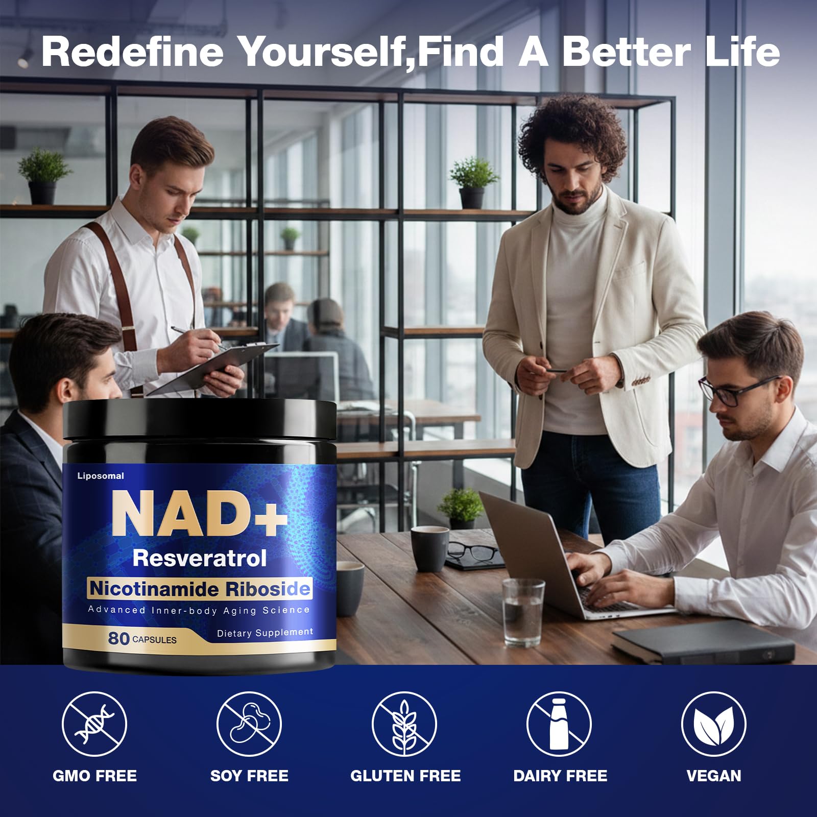 NLMUBR LUCKSIT NAD Supplement - NAD Nicotinamide Riboside Resveratrol 900mg, Liposomal NAD Supplements for Women and Men, Supports Cellular Energy, Anti-Aging, Brain & Muscle NLMUBR LUCKSITBuy Supplements Australia