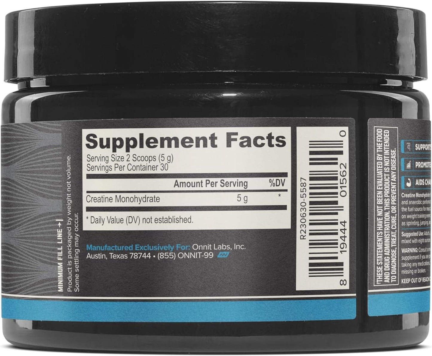 ONNIT Creatine Monohydrate Powder – IGEN™ Non-GMO Tested, 5g Premium Creatine for Muscle Strength, Power & Lean Mass, Supports Brain Health & Cellular Energy, Unflavored, 30 Servings, 5.29 oz 3-Pack ONNITBuy Supplements Australia