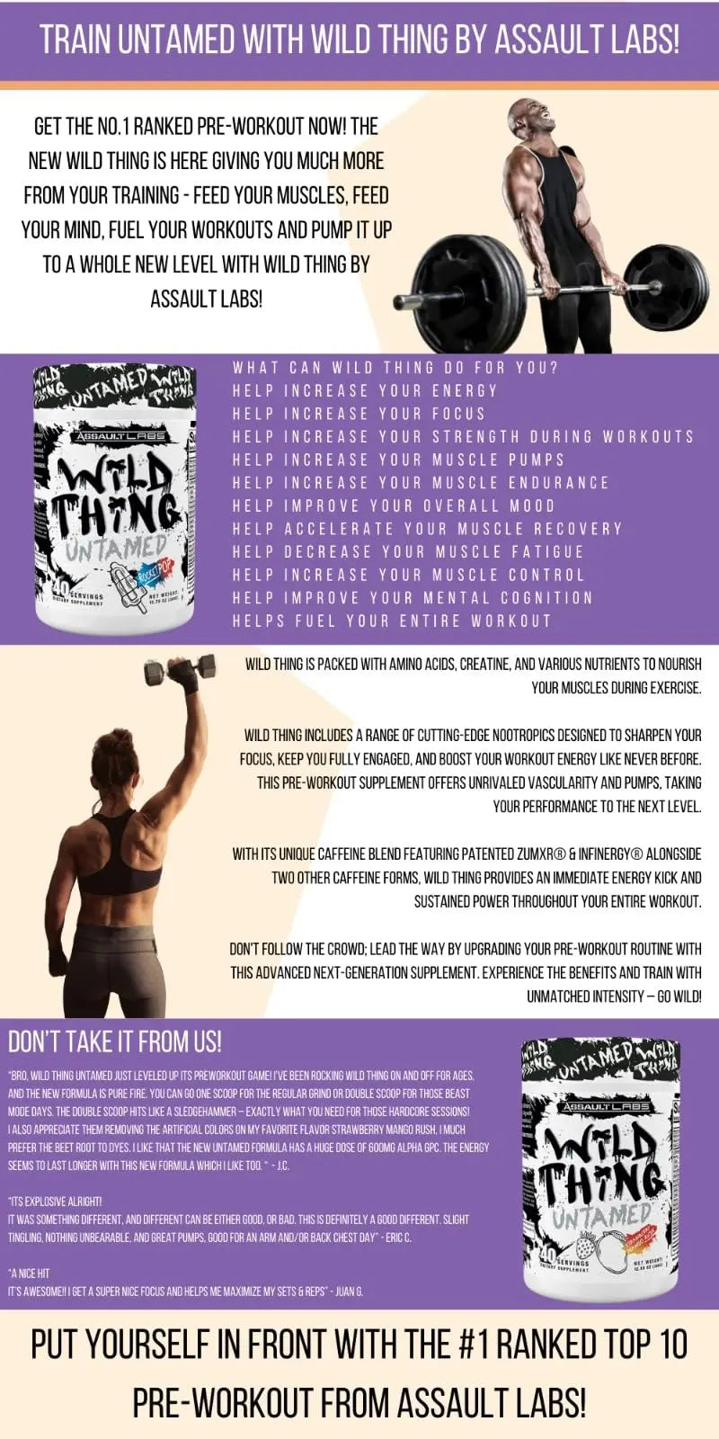 Assault Labs Wild Thing Pre Workout Powder Blend of Di-Citrulline Malate,Beta Alanine Assault Labs