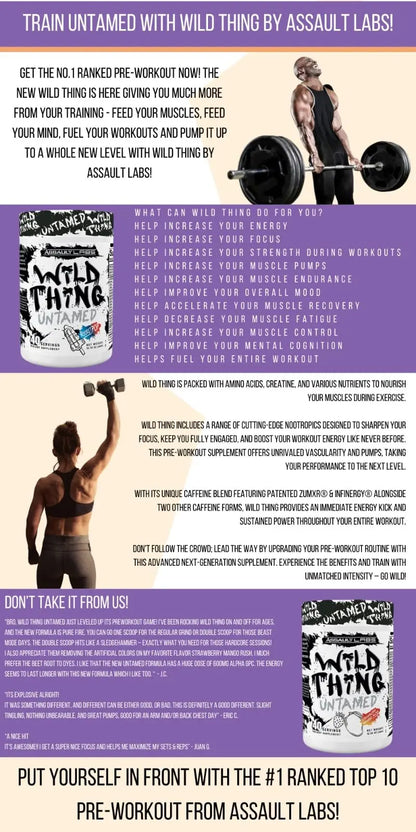 Assault Labs Wild Thing Pre Workout Powder Blend of Di-Citrulline Malate,Beta Alanine Assault Labs