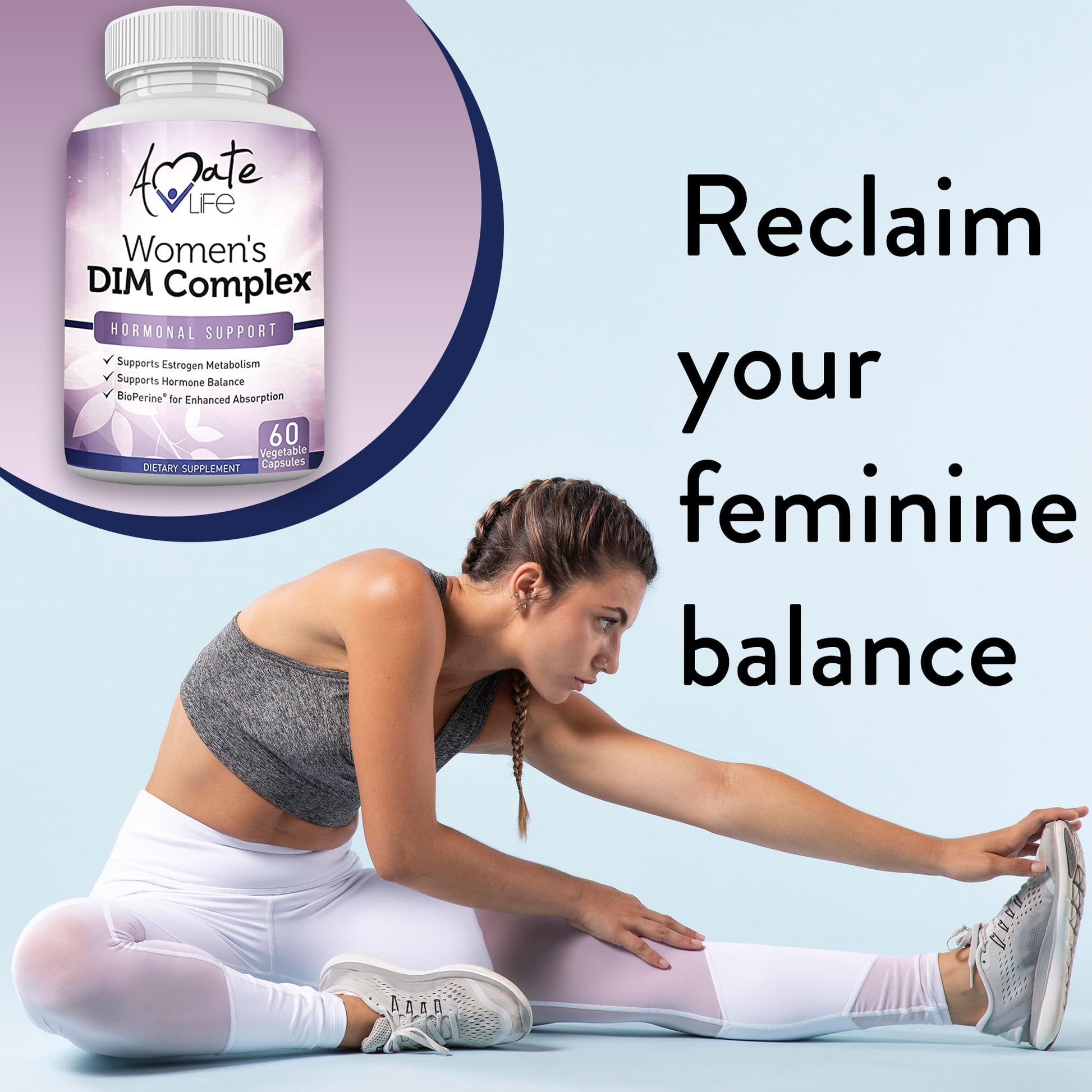 Women’s DIM Complex 150mg - Bioperine Estrogen Balancing Pills for Menopause & Hot Flashes Relief Amate Life