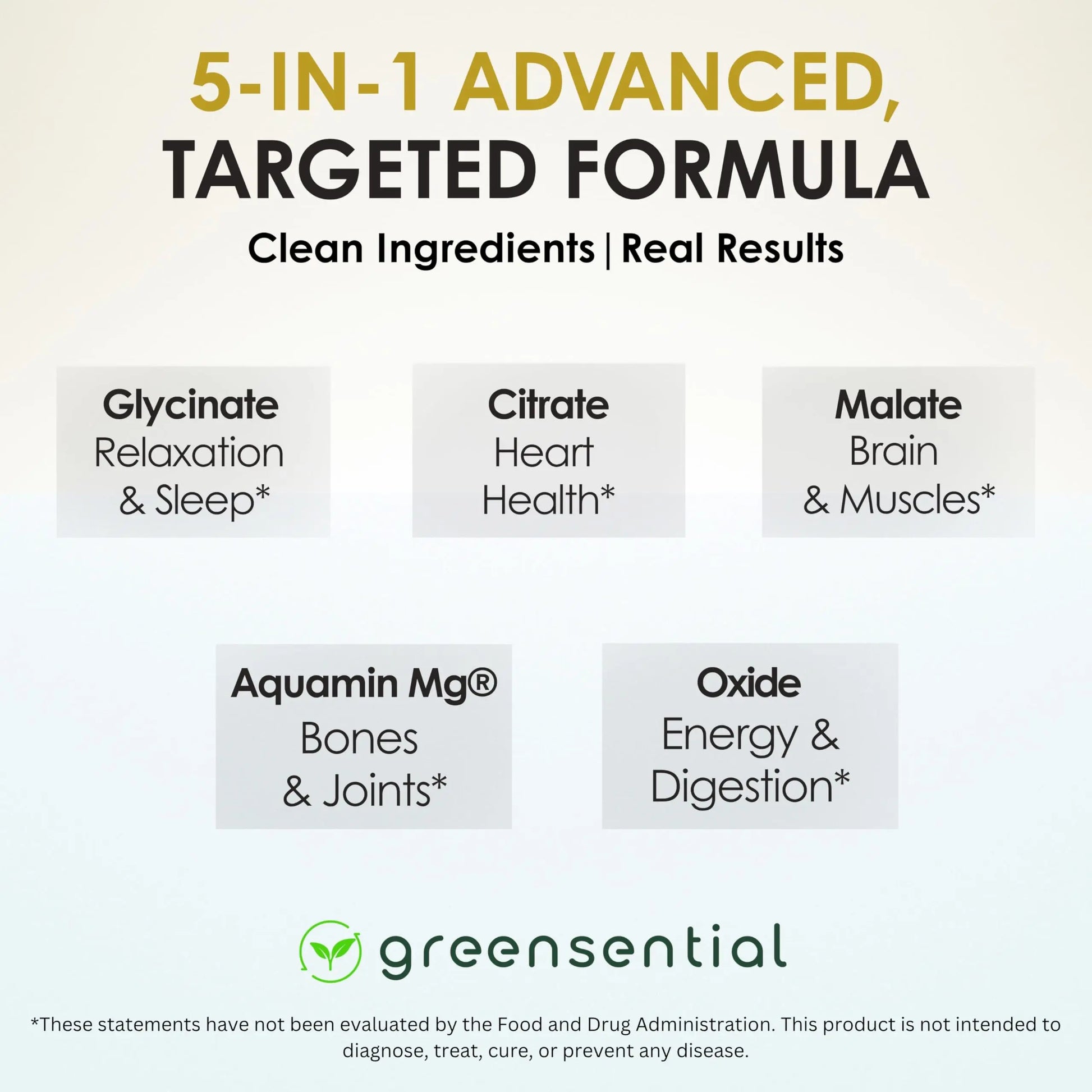 Greensential 5-in-1 Magnesium Complex 500mg | Glycinate, Malate, Citrate, Oxide & Aquamin® | for Sleep, Muscle & Heart Support | High Absorption, Vegan, 120 Capsules Greensential buy supplements Au