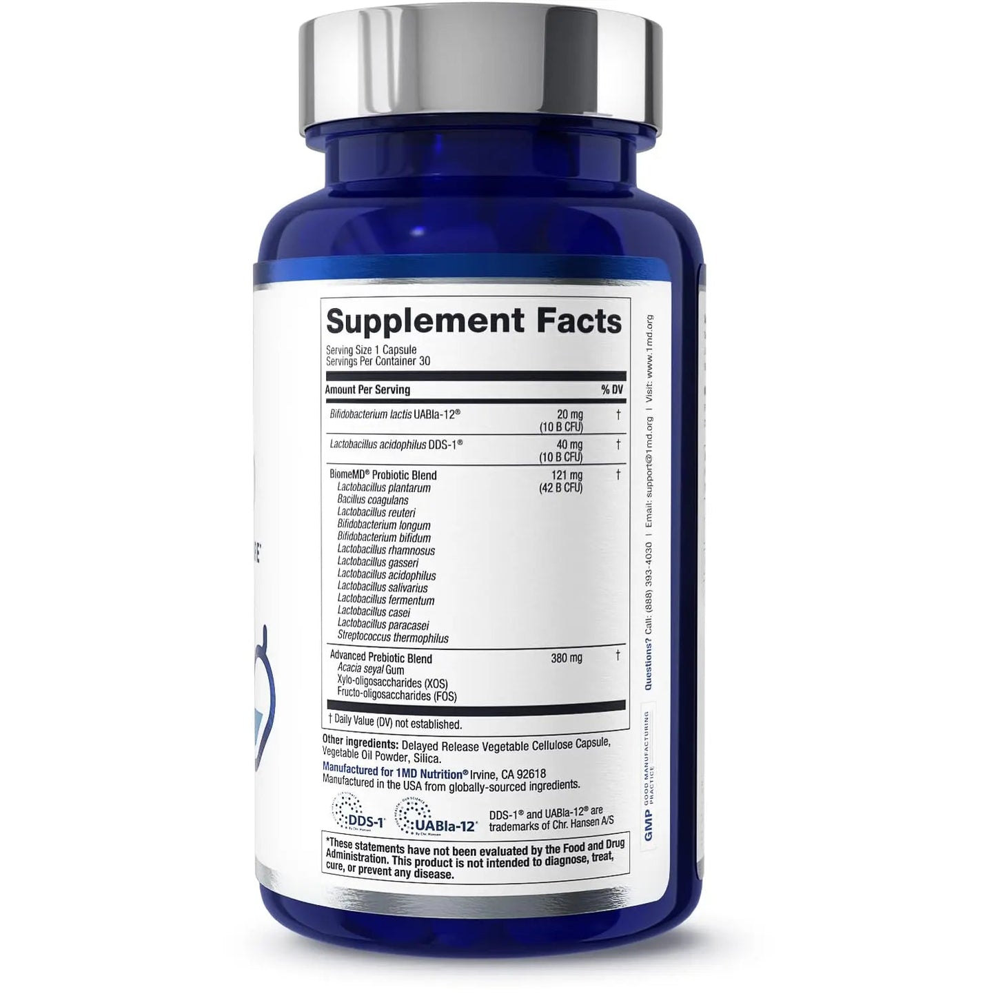 1MD Nutrition BiomeMD Probiotics | 62 Billion CFUs, 15 Comprehensive Strains - Pro & Prebiotics | Doctor-Formulated for Digestive Health & Immune Support | 30 Capsules 1MD NutritionBuy Supplements Australia